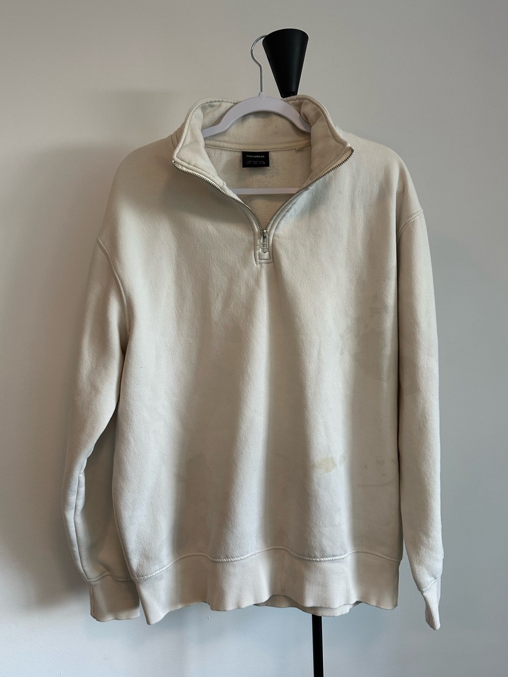 Pull & Bear cream quarter zip sweatshirt L